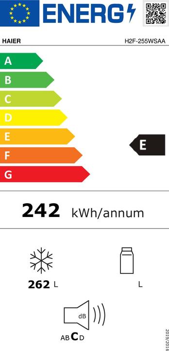 Energy Label Haier H2f-255wsaa (Stand-alone, 262 l)