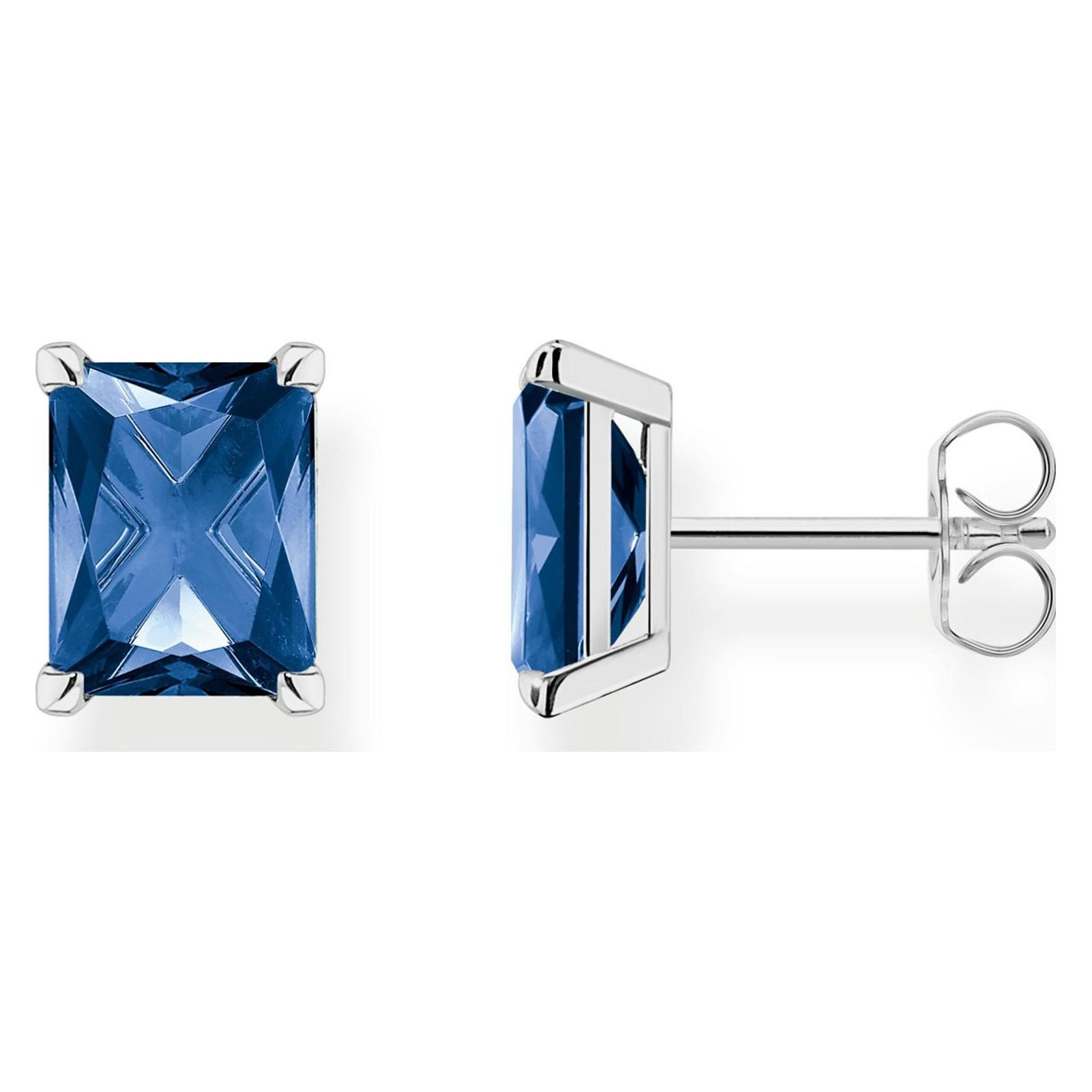 Thomas Sabo, Ohrringe, Ohrstecker Blauer Stein, (925er Silber)