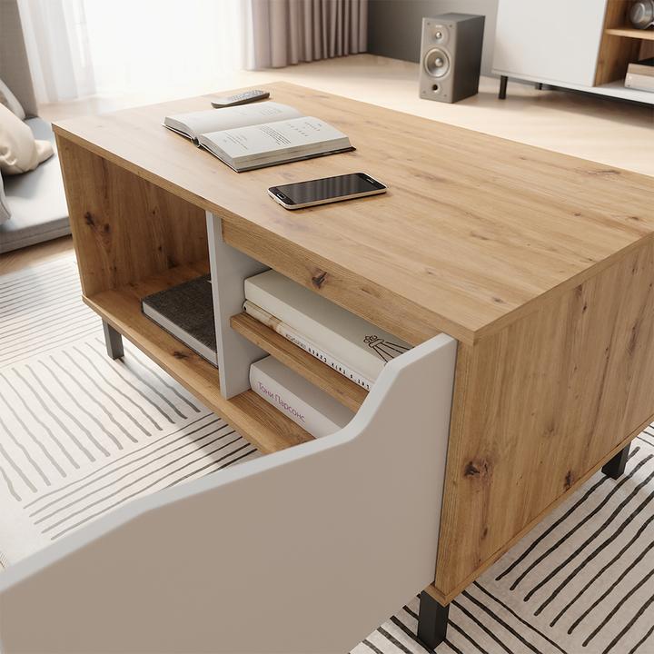 Produktbild Vicco Couchtisch Marelle, Weiss/Artisan, 90 x 50 cm mit 1 Tür