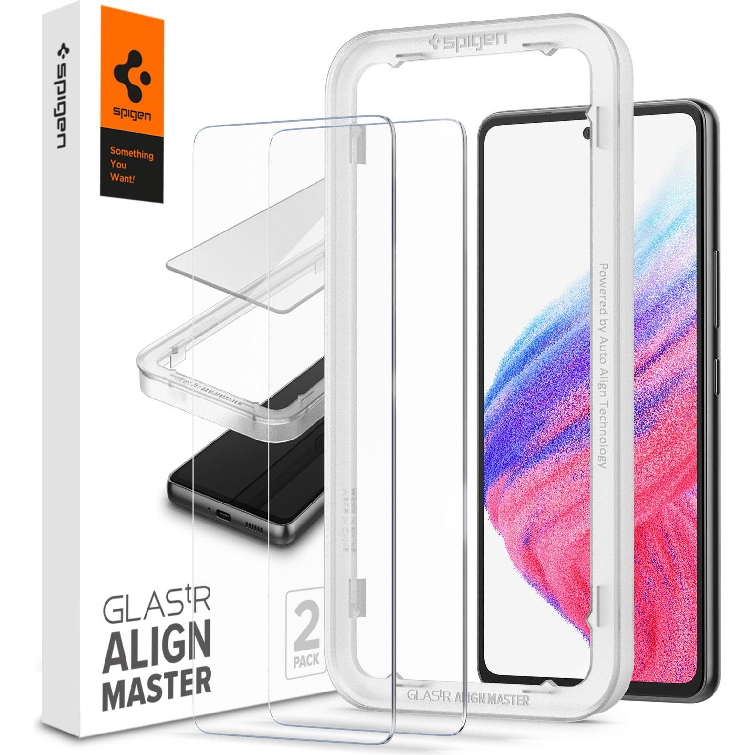 Spigen AlignMaster (2er-Pack (1 Stück, Samsung Galaxy A53 5G), Smartphone Schutzfolie, Transparent