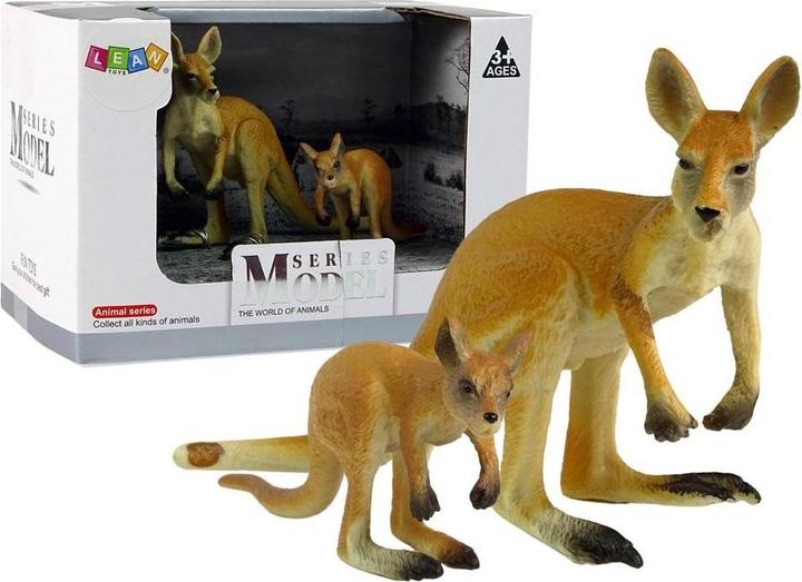 Actual product image Lean Toys Eine Reihe von Känguru-Figuren mit einem Jungen