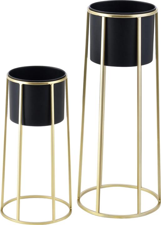 Produktbild En.Casa Blumentopf Ständer Macon 2-tlg. Schwarz-Goldfarben