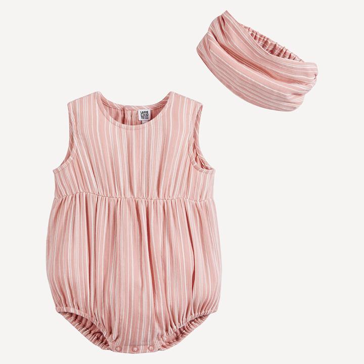 Produktbild La Redoute Collections Zweiteiliges Set aus Strampelanzug und gestreiftem Stirnband (62)
