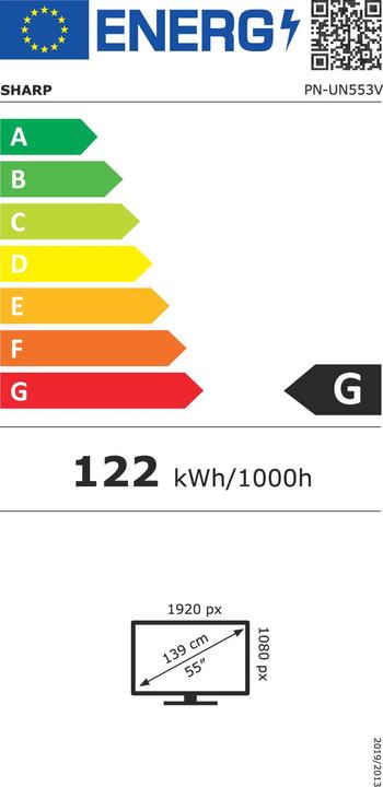 Label énergétique Sharp UN553V 55IN LED LFD 24/7 (1920 x 1080 pixels, 55")