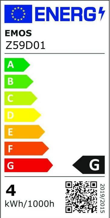 Energie-Label Emos LED Lampe DECO S123 / E27 / 3,5 W (14 W) / 130 lm / flame (E27, 130 lm, 1x)