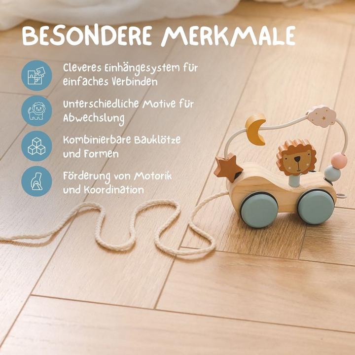 Actual product image Hermex Holzeisenbahn Holzzug Kinderspielzeug Lernspielzeug Bauklotz-Bahn