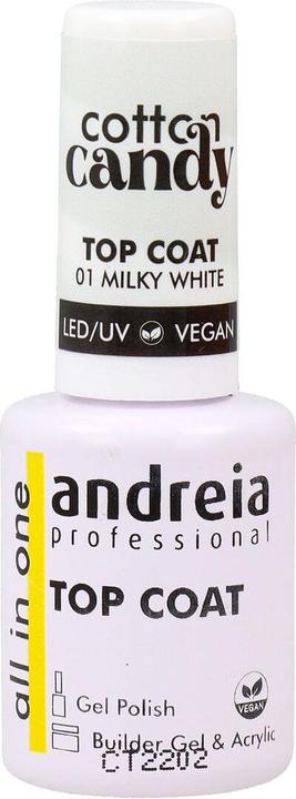 Immagine prodotto Andreia Top Coat Cotton Candy Color 01 Milky White 105ml (Colorato, Smalto)