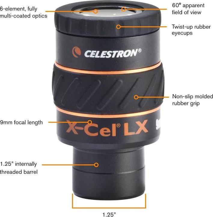 Immagine prodotto Celestron Oculare 9mm X-CEL LX 1.25" 60° (9 mm)