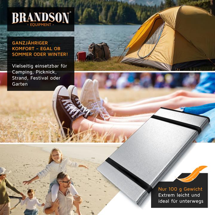 Produktbild Brandson Isomatte faltbar, Campingmatte, outdoor, ultraleicht, Aluminium, EPE-Schaum, 2x1x0,02 m, 200x100 cm