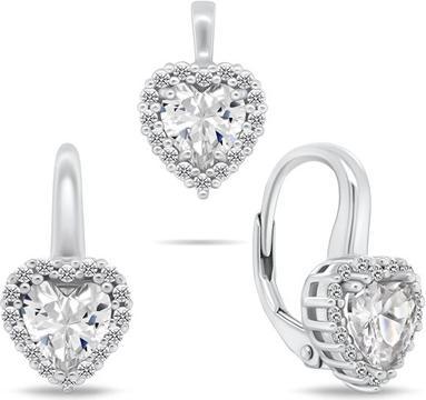Produktbild Brilio Silver - Silver heart jewelry set with zircons SET273W (earrings. pendant)