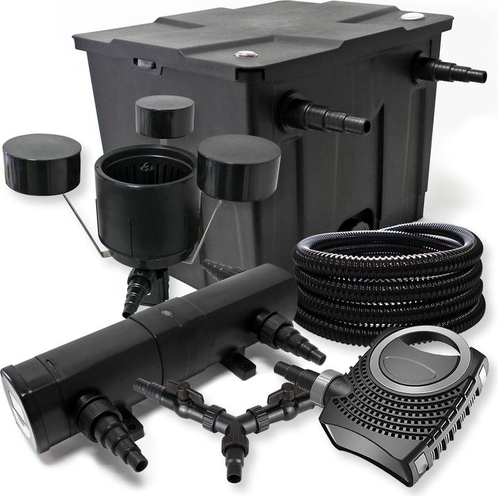 SunSun Filter Set 12000l Teich 18W Teichklärer NEO8000 Pumpe 25m Schlauch Skimmer CSP25