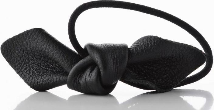 Immagine prodotto Corinne Mondo - Fiocco di pelle piccolo cravatta per capelli nero (Elastico per capelli)