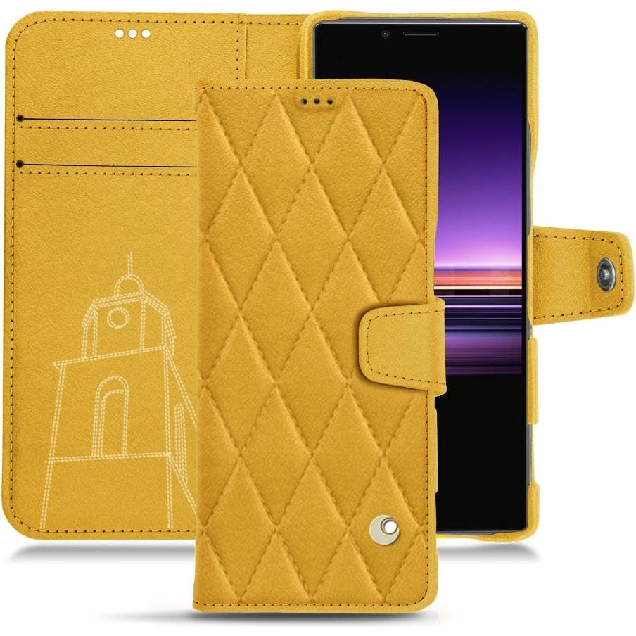 Noreve Lederschutzhülle Wallet (Sony Xperia 1), Smartphone Hülle, Orange