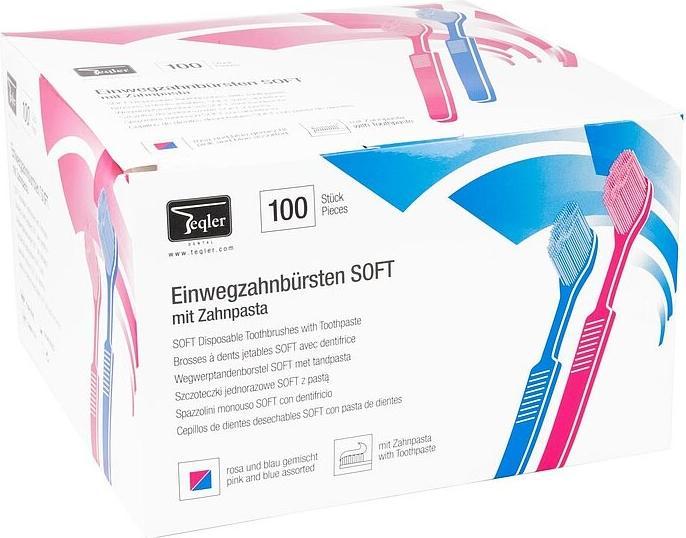 Actual product image Teqler Disposable toothbrushes with toothpaste 100pcs (Soft)