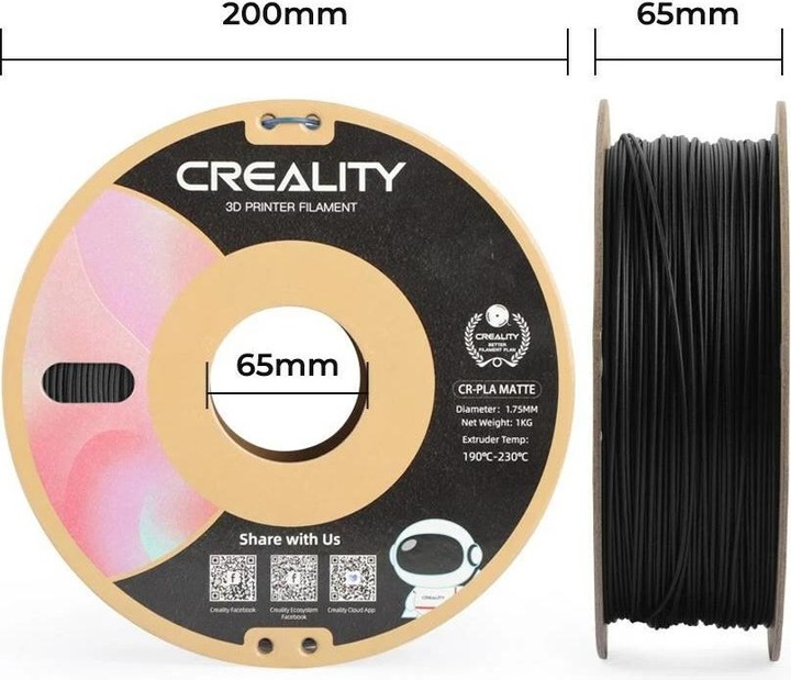 Actual product image Creality Filament (PLA, 1.75 mm, 1000 g, Black)