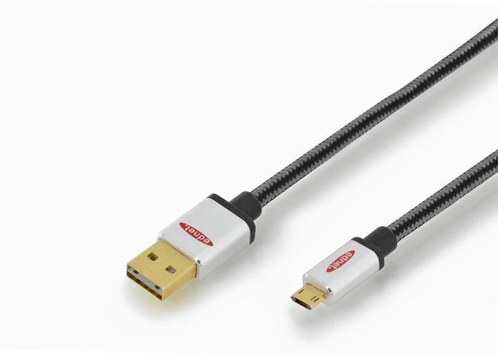 Actual product image ednet USB 2.0 connection cable type A - Micro B St/St 1.8 m High Speed reversible plug (1.80 m, USB 2.0)
