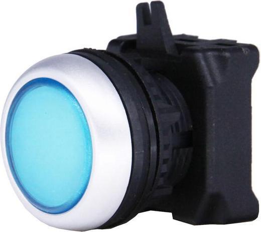 Produktbild RS PRO Drucktastenkopf Ø 22mm, Blau mit Federrückstellung Rund Kunststoff, IP65