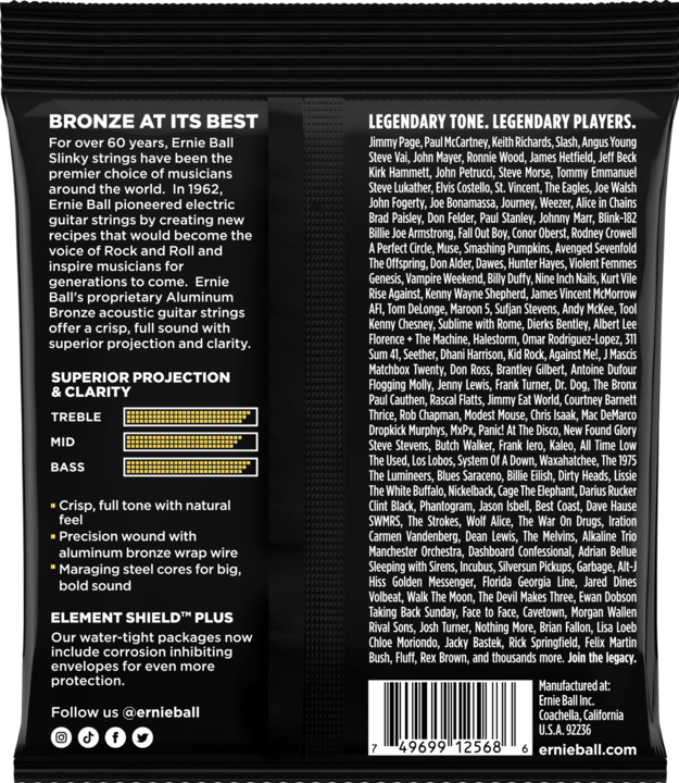 Valeurs nutritives et ingrédients Ernie Ball Acoustique Lumière (6 x, Guitare, 0.05")