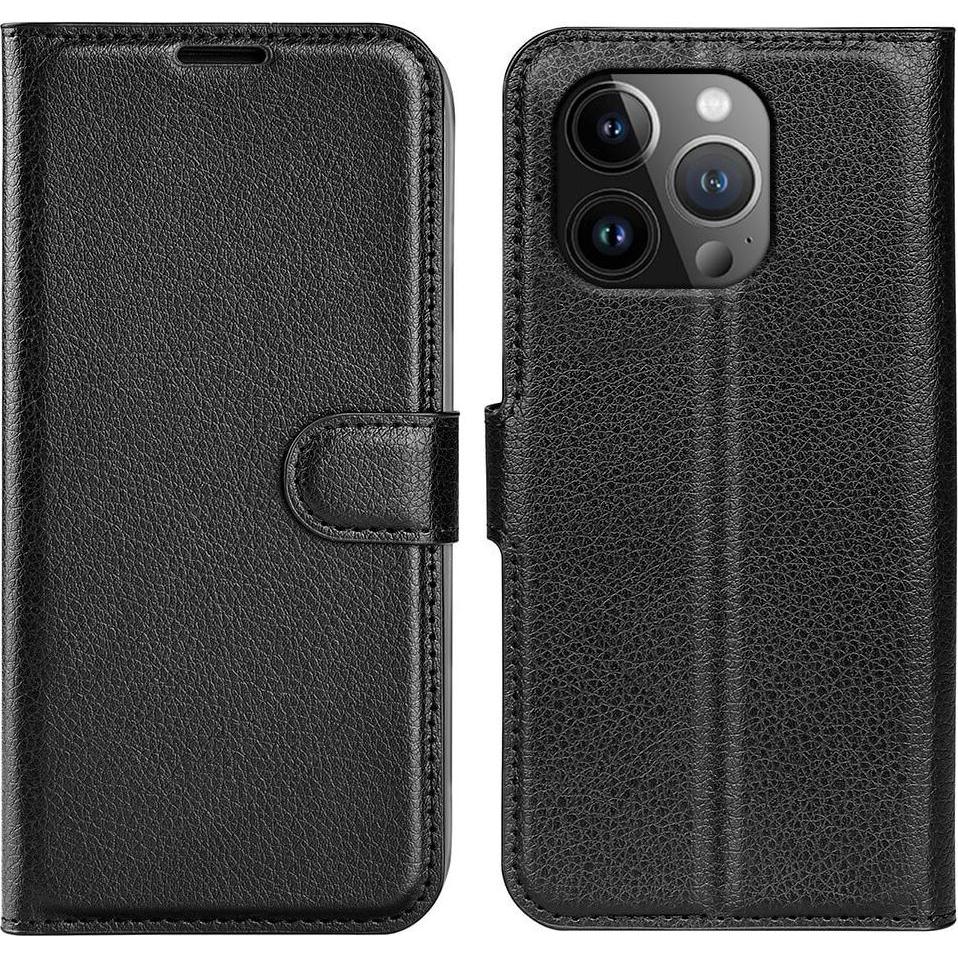 Cover-Discount iPhone 15 Pro Max - Leder Etui Hülle schwarz (Apple iPhone 15 Pro Max), Smartphone Hülle, Schwarz