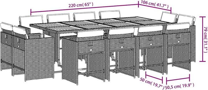Produktbild vidaXL Garten Essgruppe (220 x 106 x 73 cm)