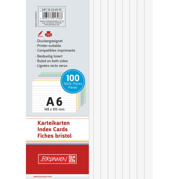 Produktbild Brunnen Karteikarten (A6, 100x, 180 g/m²)