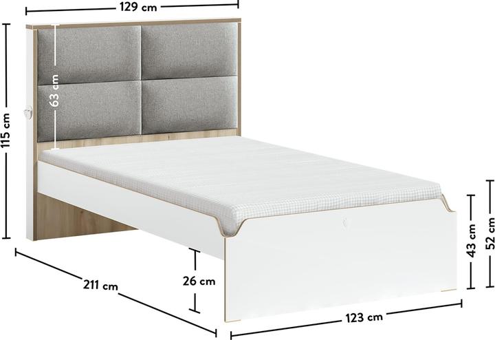 Image du produit Cilek Lit Modera 120x200cm avec rembourrage (120 x 200 cm)