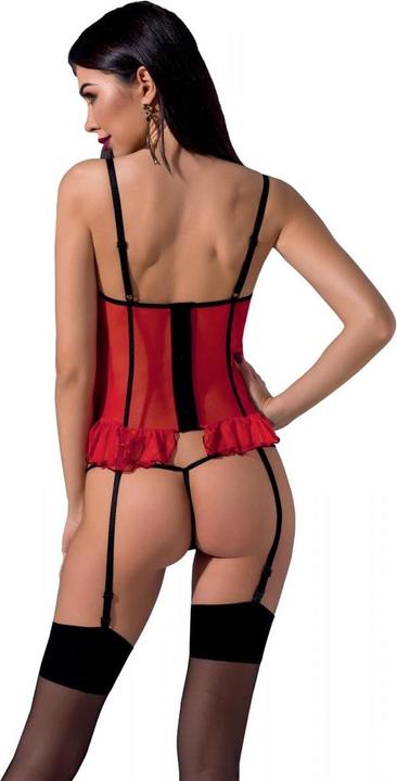 Image du produit Passion Corset à volants avec bonnets ouverts plus string (M, S)