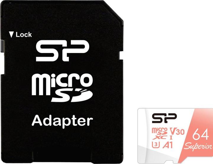 Produktbild Silicon Power memory card Superior Micro SDXC 64GB UHS-I A3 V30 (64 GB, microSDXC, U3, UHS-I)
