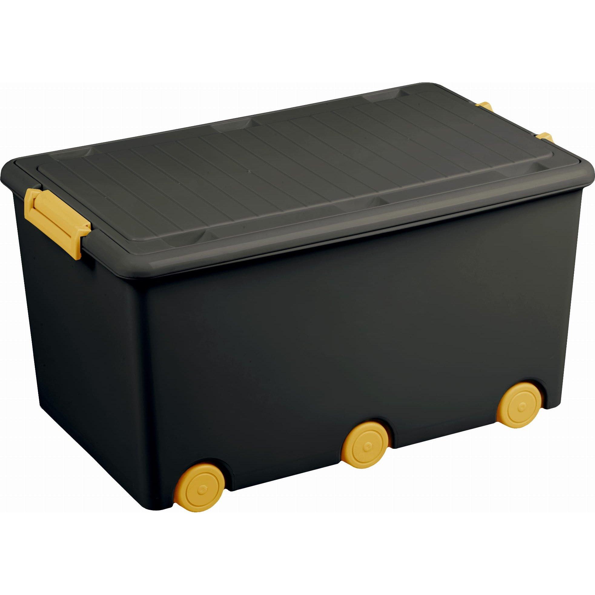 Tega Baby Duża skrzynia na kółkach grafitowa z żółtym 60l