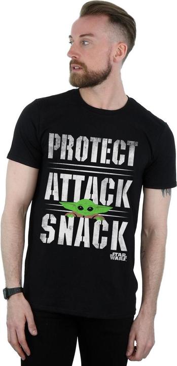 Immagine prodotto Star Wars The Mandalorian Protect Attack Snack Maglietta Uomo (XL)