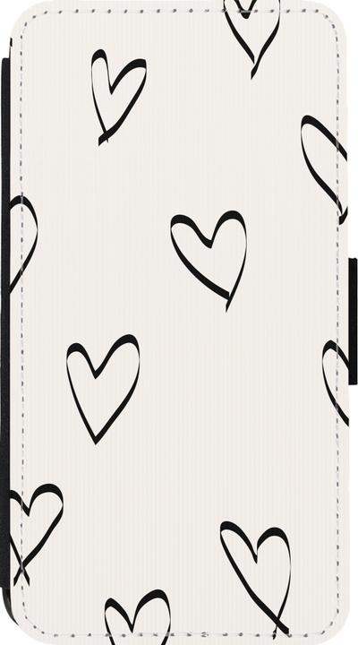 Image du produit PhoneLook Coque Wallet noir Valentine 2023 minimalist hearts (Apple iPhone 13 mini)