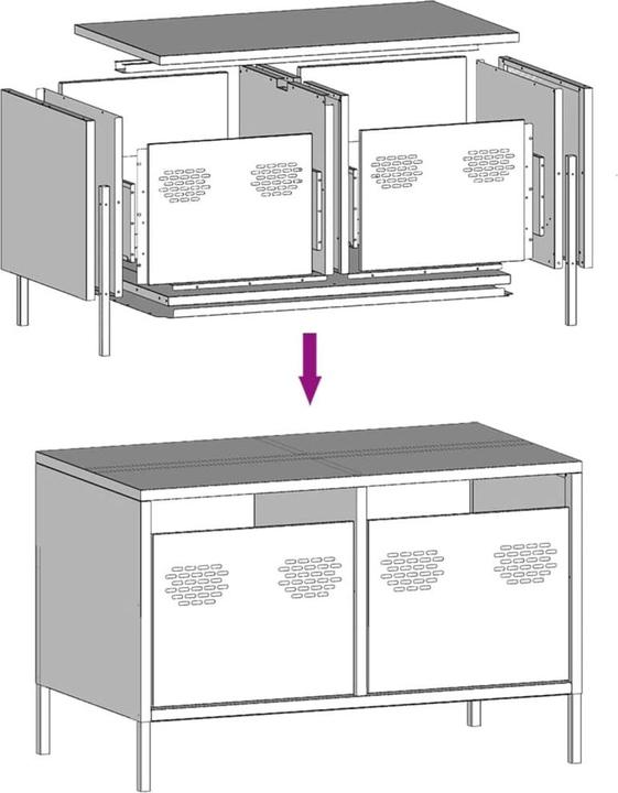 Produktbild vidaXL TV Schrank Fernsehtisch Fernsehschrank Lowboard TV Möbel Schwarz Stahl