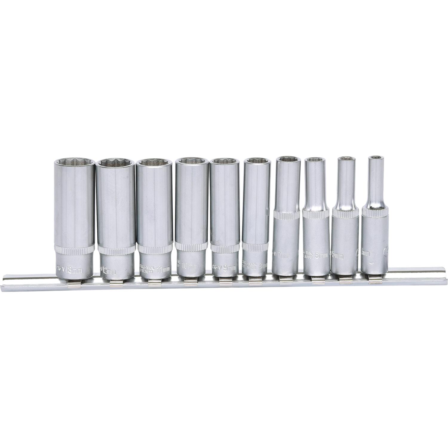 KS Tools, Steckschlüssel + Stecknuss, 1/4" 12-Kant-Stecknuss-Satz lang