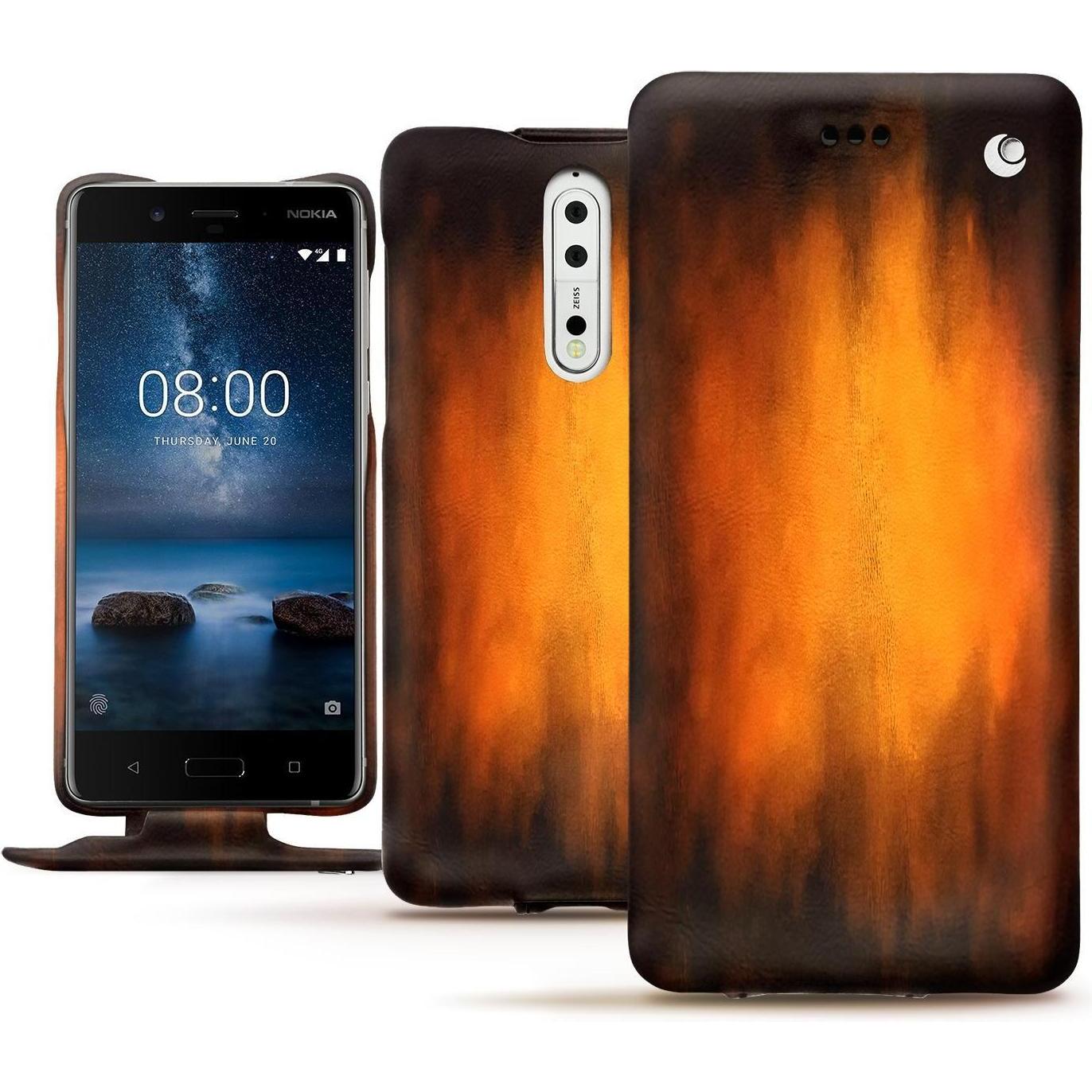 Thumbnail - Noreve Lederschutzhülle vertikal (Nokia 8), Smartphone Hülle, Violett