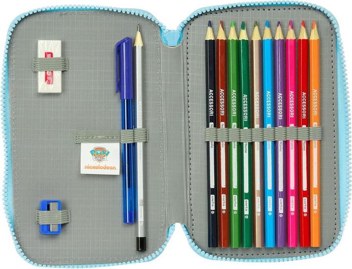 Produktbild Paw Patrol Doppel-Federtasche The Pups rule Blau 12.5 x 19.5 x 4 cm 28 Stücke