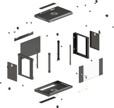 Produktbild Lanberg Wandmontierter Rack-Schrank 19 9HE 540x350 schwarz verglaste Türen (FLAT PACK) (19 Zoll Rack)