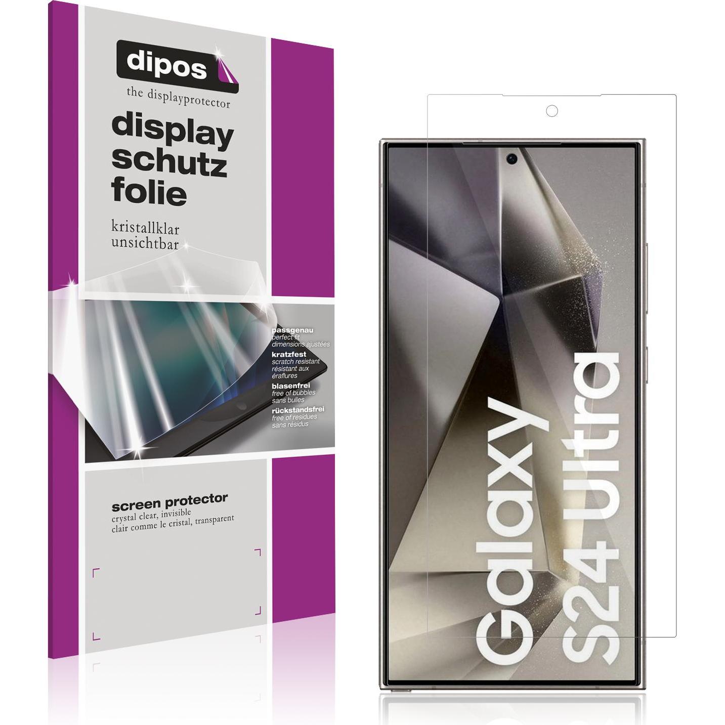 Dipos Displayschutzfolie Crystalclear (4 Stück, Samsung Galaxy S24 Ultra), Smartphone Schutzfolie, Transparent