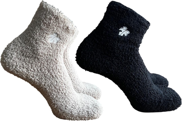 Produktbild John Kiss Fluffy Socks mit ABS-Pads beige/schwarz – one size (2er Pack, 37 - 42)