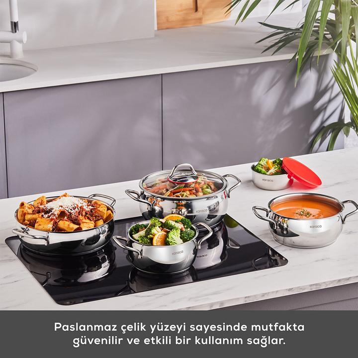 Produktbild Karaca Emirgan XL Cookware with Storage Lid Induction Base Made of Steel Pack of 10 (Pfannenset + Topfset, Edelstahl)