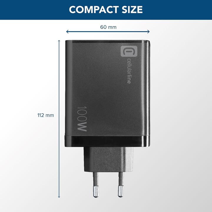 Produktbild Cellularline Multipower Nano 100W Reiselader 4 Port GaN (100 W, 4 Ports)