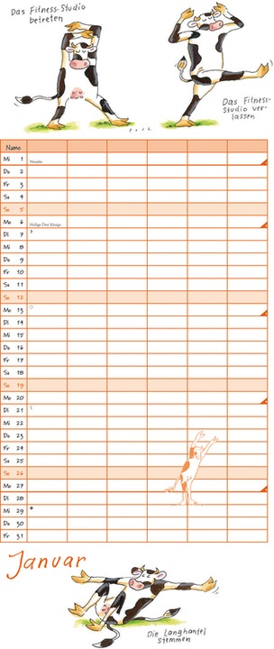 Produktbild Yoga für Kühe Familienplaner 2025 – Wandkalender – Familien-Kalender mit 6 Spalten – Format 22 x (22 x 49 cm, Deutsch)