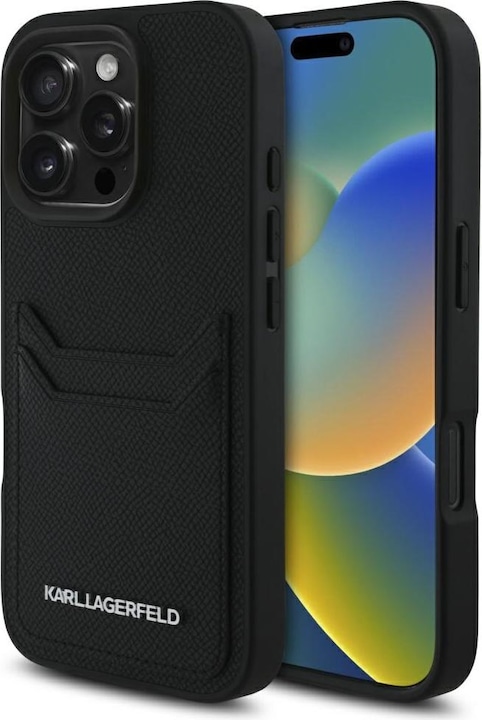 Produktbild Karl Lagerfeld Case HC Grained PU Cardslot Metal Elong for iPhone 16 Pro Max black (Apple iPhone 16 Pro Max)