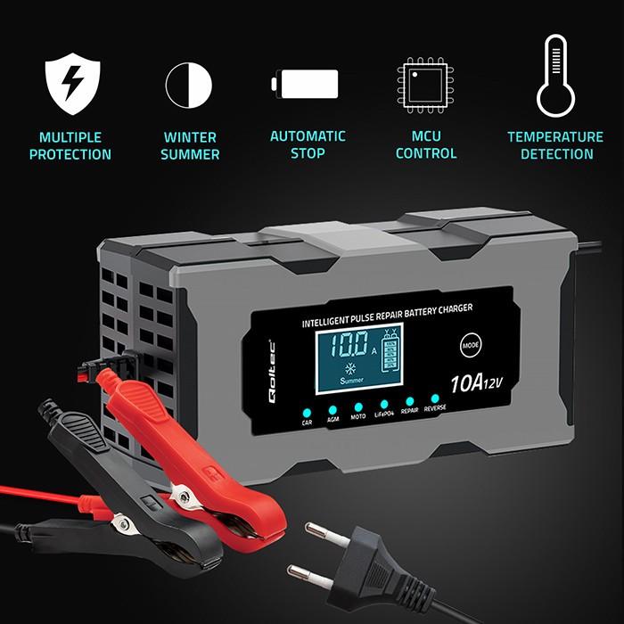 Produktbild Qoltec Mikroprozessor-Ladegerät 12V 10A (12V, 10 A)