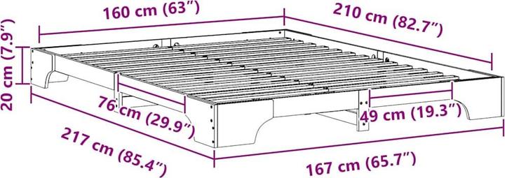 Actual product image vidaXL Bettrahmen (210 x 200 cm)