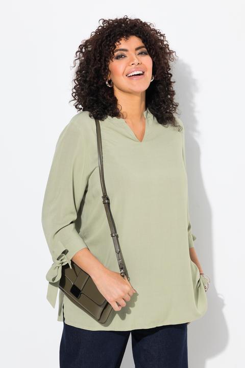 Image du produit Ulla Popken Blouse manches 3/4 avec rubans, coupe évasée (42, 44)