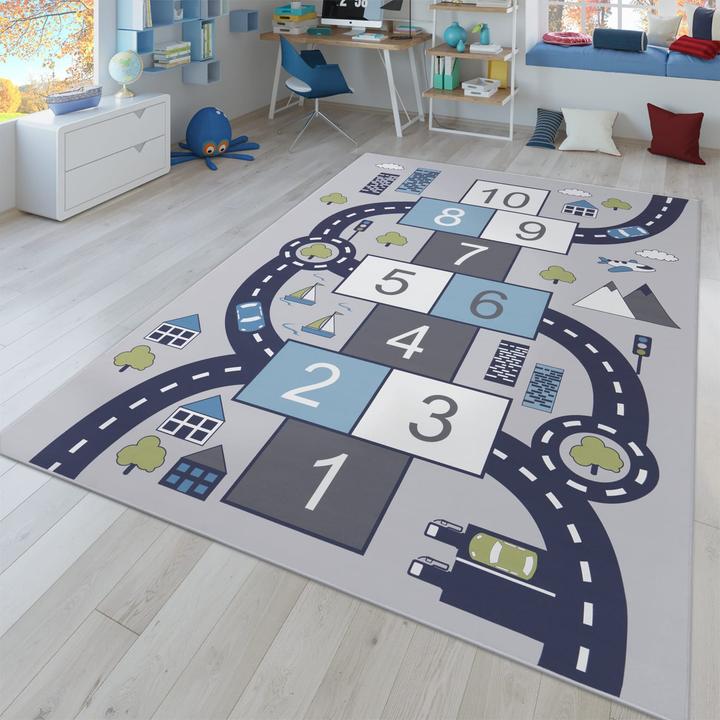 Produktbild TT Home Kinderzimmerteppich Teppich Junge Mädchen Kinderteppich Baby Rutschfest Strasse (220 x 160 cm)