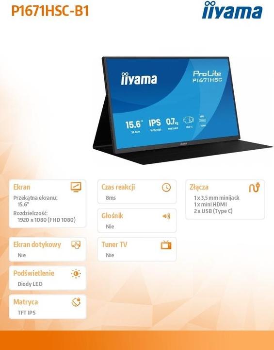 Actual product image iiyama P1671HSC-B1 (1920 x 1080 pixels, 15.60")
