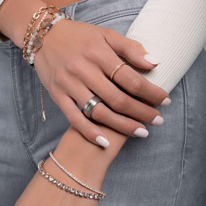 Immagine prodotto Bijouteria Bracciale (18 cm, Acciaio inossidabile, Rivestimento in PVD (colore oro), Agata)