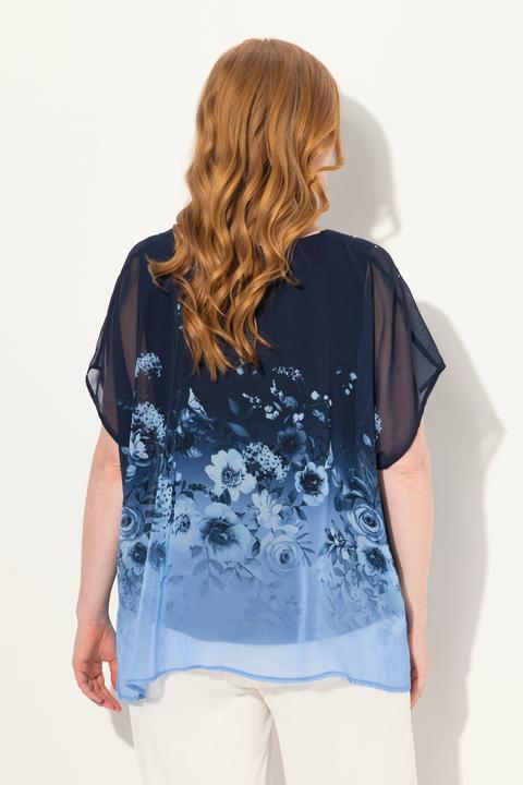 Produktbild Ulla Popken Blusenshirt, oversized, Chiffon mit Blüte, Jersey (54)
