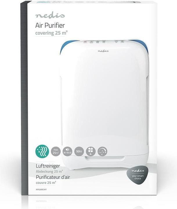 Produktbild Nedis Luftreiniger | geeignet für Platz bis zu: 25 m² | Fördermenge für saubere Luft (CADR): 200 m³/ (25 m²)